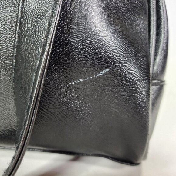 Vtg 90s Playboy BLACK Vinyl Purse Small Bowler Y2K Big White Bunny Logo RARE - Picture 10 of 16